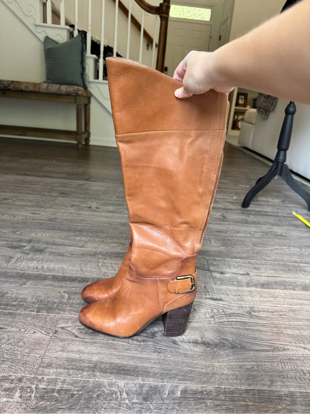 Vince Camuto Cognac Leather Over-the-Knee Boots